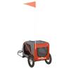 Pet Bike Trailer - Orange & Grey Oxford Fabric | HipoMarket