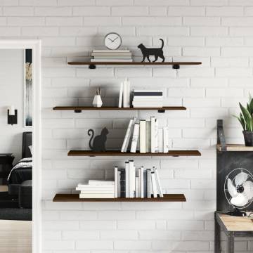 Stylish Brown Oak Wall Shelves - 4 pcs | HipoMarket UK