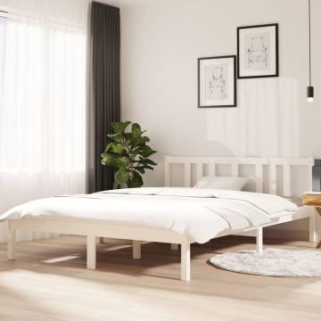 White Solid Wood Bed Frame 140x200 cm - Modern & Sturdy