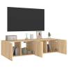 TV Wall Cabinets with LED Lights - 2 pcs Sonoma Oak