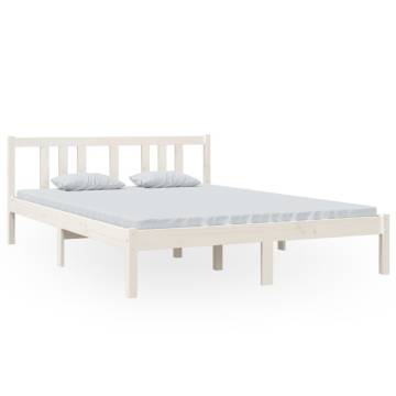 White Solid Wood Bed Frame 140x200 cm - Modern & Sturdy