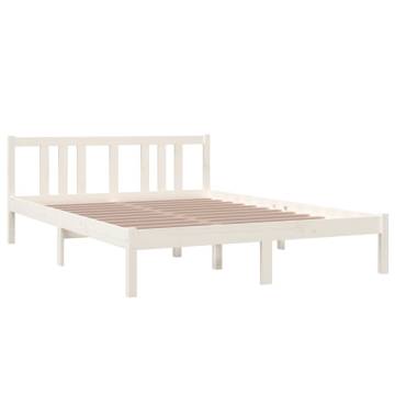 White Solid Wood Bed Frame 140x200 cm - Modern & Sturdy