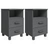 HAMAR Dark Grey Bedside Cabinets - 2 pcs | Solid Wood Furniture