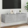 TV Wall Cabinet with LED Lights Concrete Grey 100x35x31 cm Colour concrete grey Size 100 x 35 x 31 cm Quantity in Package 1 