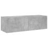 TV Wall Cabinet with LED Lights - Concrete Grey 100x35 cm