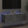 TV Wall Cabinet with LED Lights - Concrete Grey 100x35 cm