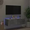 TV Wall Cabinet with LED Lights - Concrete Grey 100x35 cm