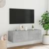 TV Wall Cabinet with LED Lights - Concrete Grey 100x35 cm