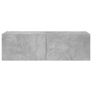 TV Wall Cabinet with LED Lights - Concrete Grey 100x35 cm