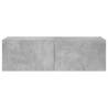 TV Wall Cabinet with LED Lights - Concrete Grey 100x35 cm