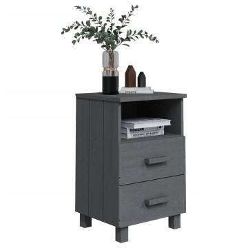 HAMAR Dark Grey Bedside Cabinets - 2 pcs | Solid Wood Furniture