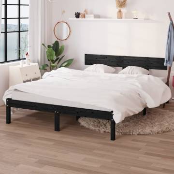 Stylish Black Solid Pine Bed Frame 140x200 cm | Hipomarket