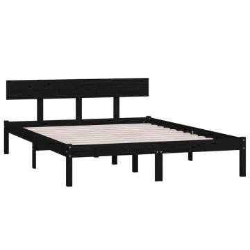 Stylish Black Solid Pine Bed Frame 140x200 cm | Hipomarket