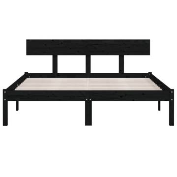 Stylish Black Solid Pine Bed Frame 140x200 cm | Hipomarket