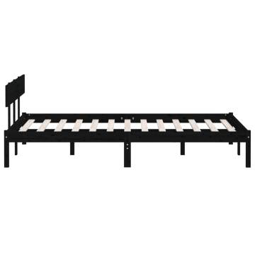 Stylish Black Solid Pine Bed Frame 140x200 cm | Hipomarket