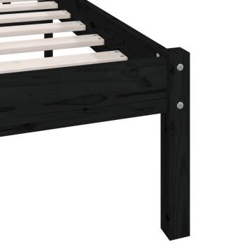 Stylish Black Solid Pine Bed Frame 140x200 cm | Hipomarket