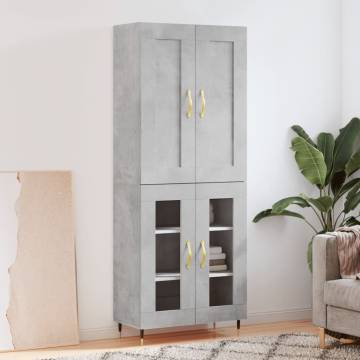 Elegant Highboard in Concrete Grey - 69.5x34x180 cm