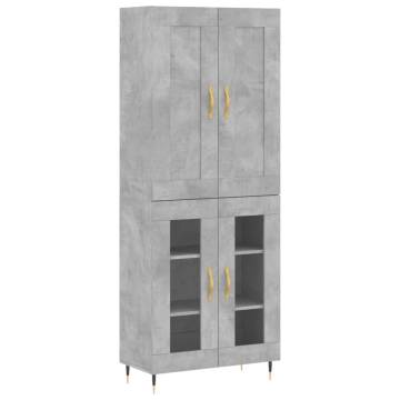 Elegant Highboard in Concrete Grey - 69.5x34x180 cm