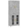 Elegant Highboard in Concrete Grey - 69.5x34x180 cm