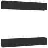 Modern Black TV Cabinets Set - 4 pcs, Engineered Wood 100x30x30 cm