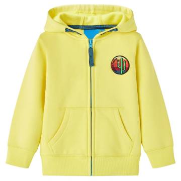 Kids' Hooded Sweatshirt with Zip - Light Yellow 128 | Hipomarket