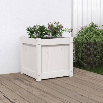 Garden Planter White 40x40x40 cm | Solid Pine Wood | HipoMarket