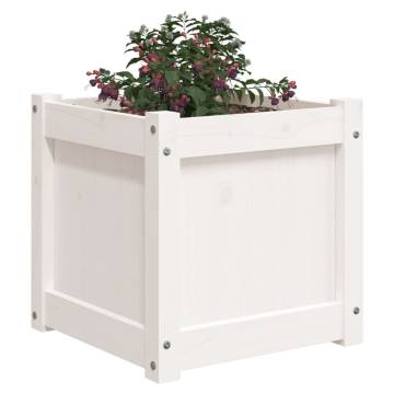 Garden Planter White 40x40x40 cm | Solid Pine Wood | HipoMarket