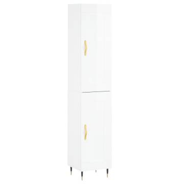 Elegant Highboard High Gloss White - 34.5x34x180 cm