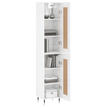 Elegant Highboard High Gloss White - 34.5x34x180 cm