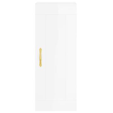 Elegant Highboard High Gloss White - 34.5x34x180 cm