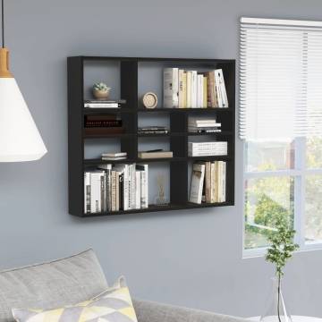 Stylish Black Wall Shelf 90x16x78 cm - Engineered Wood