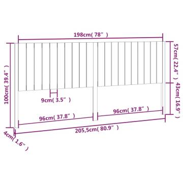 Stylish White Bed Headboard - Solid Pine Wood (205.5x4x100 cm)