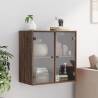 Elegant Wall Cabinet with Glass Doors - Brown Oak (68x37x68.5 cm)