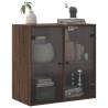 Elegant Wall Cabinet with Glass Doors - Brown Oak (68x37x68.5 cm)