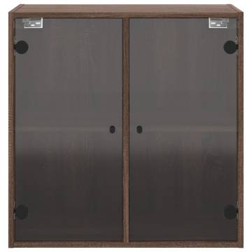 Elegant Wall Cabinet with Glass Doors - Brown Oak (68x37x68.5 cm)