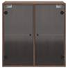 Elegant Wall Cabinet with Glass Doors - Brown Oak (68x37x68.5 cm)