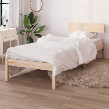 Solid Wood Bed Frame 75x190 cm - Stylish Small Single Bed