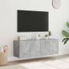 Stylish TV Wall Cabinets with LED Lights - 2 pcs Concrete Grey