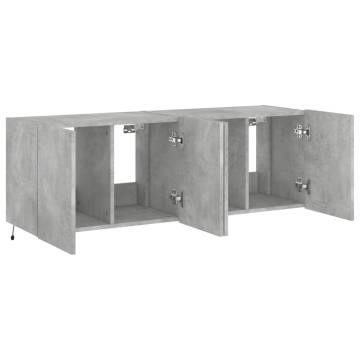 Stylish TV Wall Cabinets with LED Lights - 2 pcs Concrete Grey