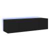 Stylish Black TV Wall Cabinets with LED Lights | 60x35x31 cm