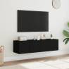 Stylish Black TV Wall Cabinets with LED Lights | 60x35x31 cm