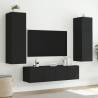 Stylish Black TV Wall Cabinets with LED Lights | 60x35x31 cm