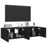 Stylish Black TV Wall Cabinets with LED Lights | 60x35x31 cm