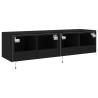 Stylish Black TV Wall Cabinets with LED Lights | 60x35x31 cm