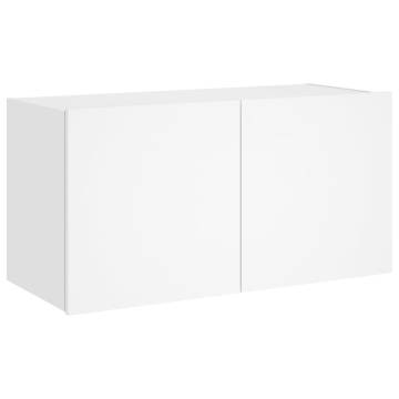 TV Wall Cabinet with LED Lights - White 80x35x41 cm