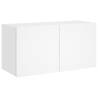 TV Wall Cabinet with LED Lights - White 80x35x41 cm