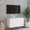 TV Wall Cabinet with LED Lights - White 80x35x41 cm