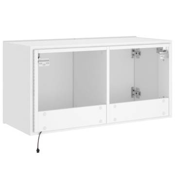 TV Wall Cabinet with LED Lights - White 80x35x41 cm