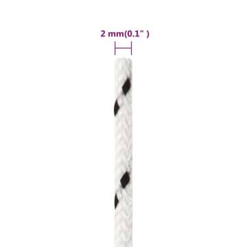 Braided Boat Rope White 2mm x 25m - Durable Polyester Rope