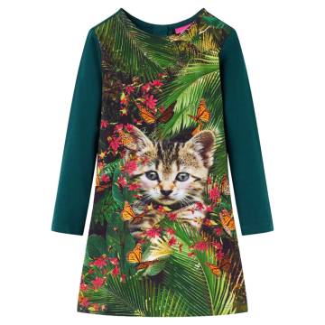 Kids' Dark Green Dress with Long Sleeves - Size 116 | HipoMarket